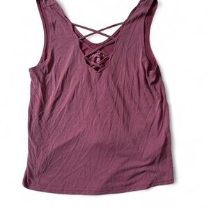 American Eagle Outfitters Mauve Crisscross V-Neck Tank